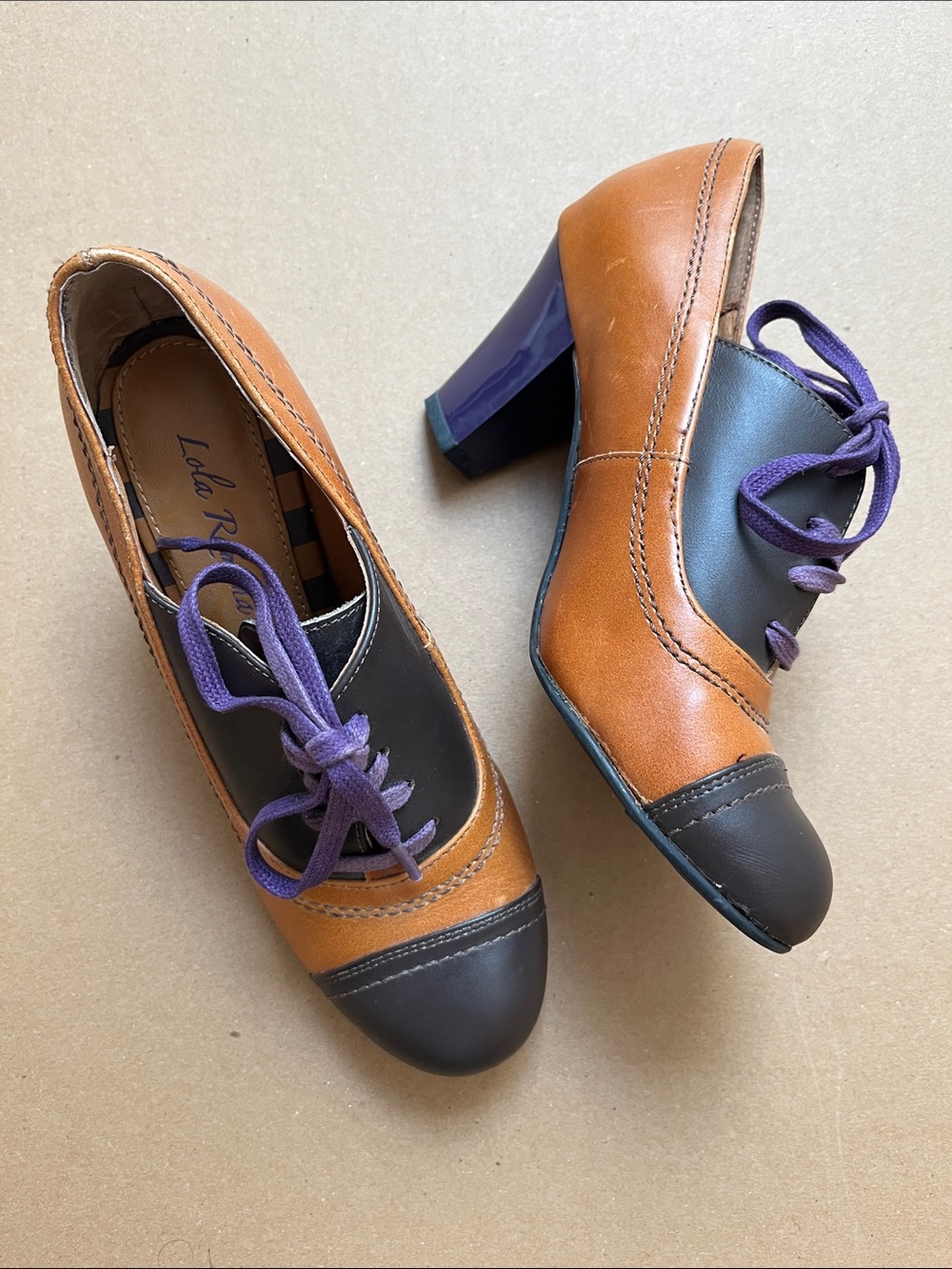 Lola Ramona Two-Tone Leather Oxford Lace-Up Heels EU 36 (US 6)